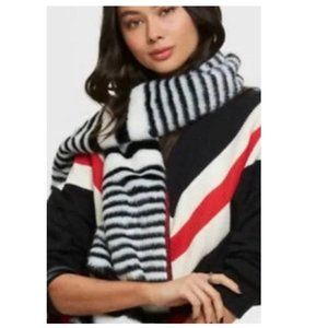 HENRI BENDEL Striped Faux Fur scarf